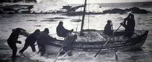Crew boards James Caird for South Georgia